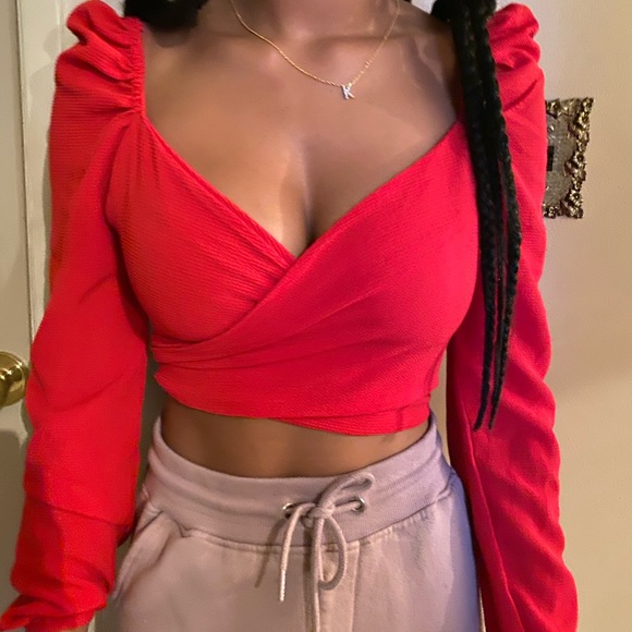 Red wrap top
